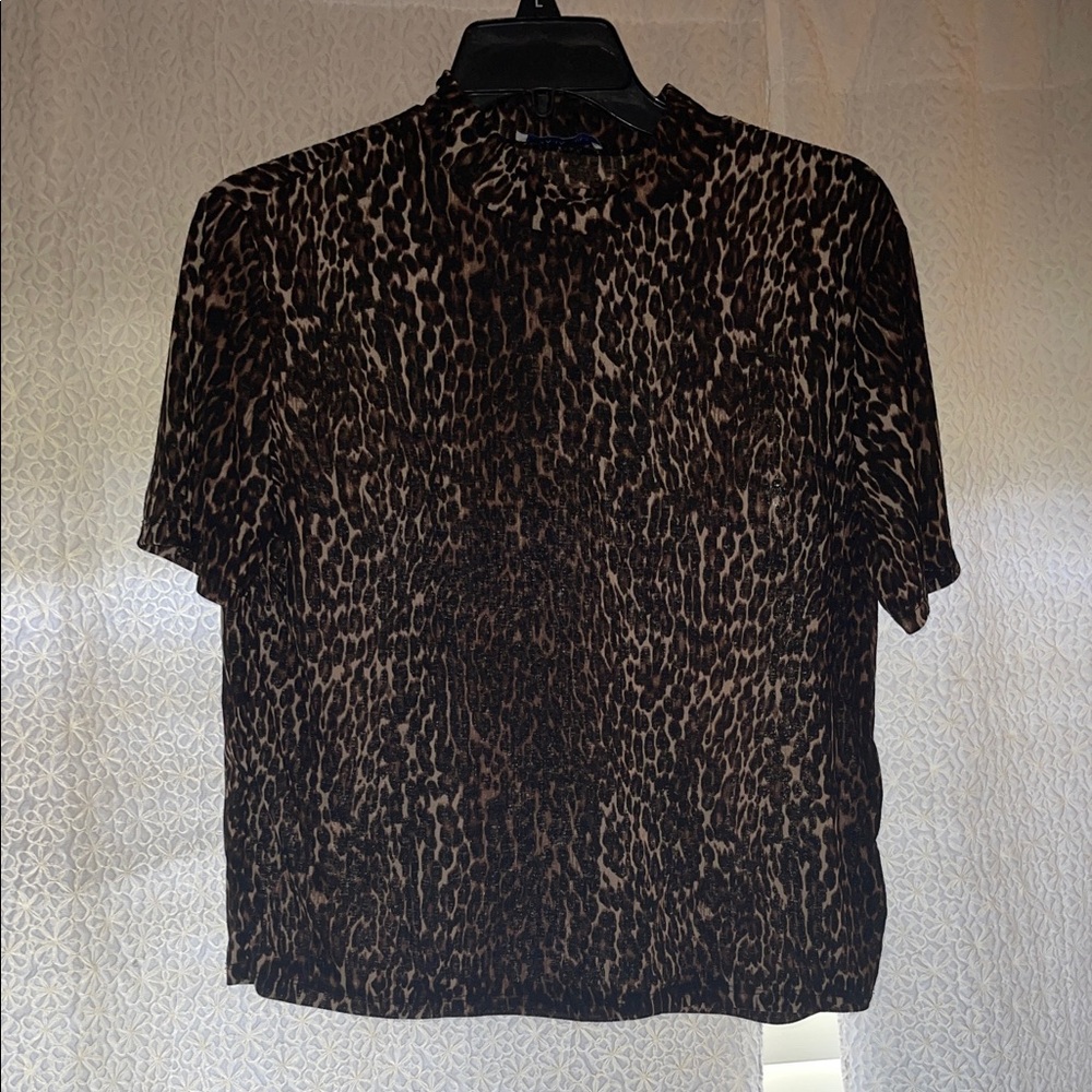 Zara Black and Brown Patterned Short Sleeve Shirt